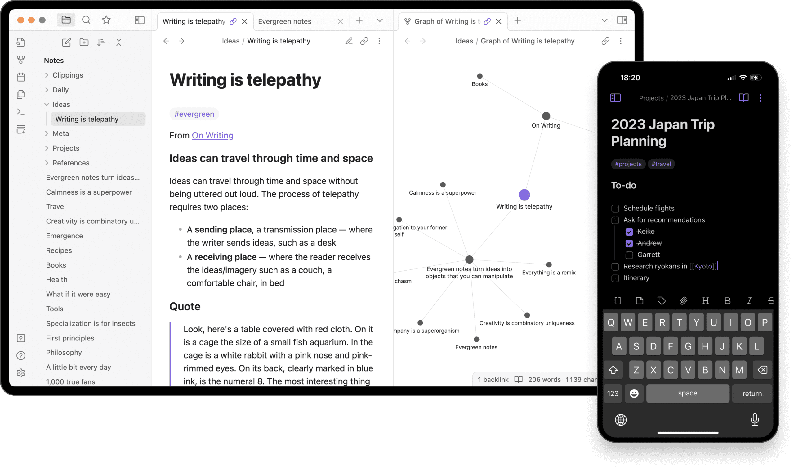 Obsidian apps overview.