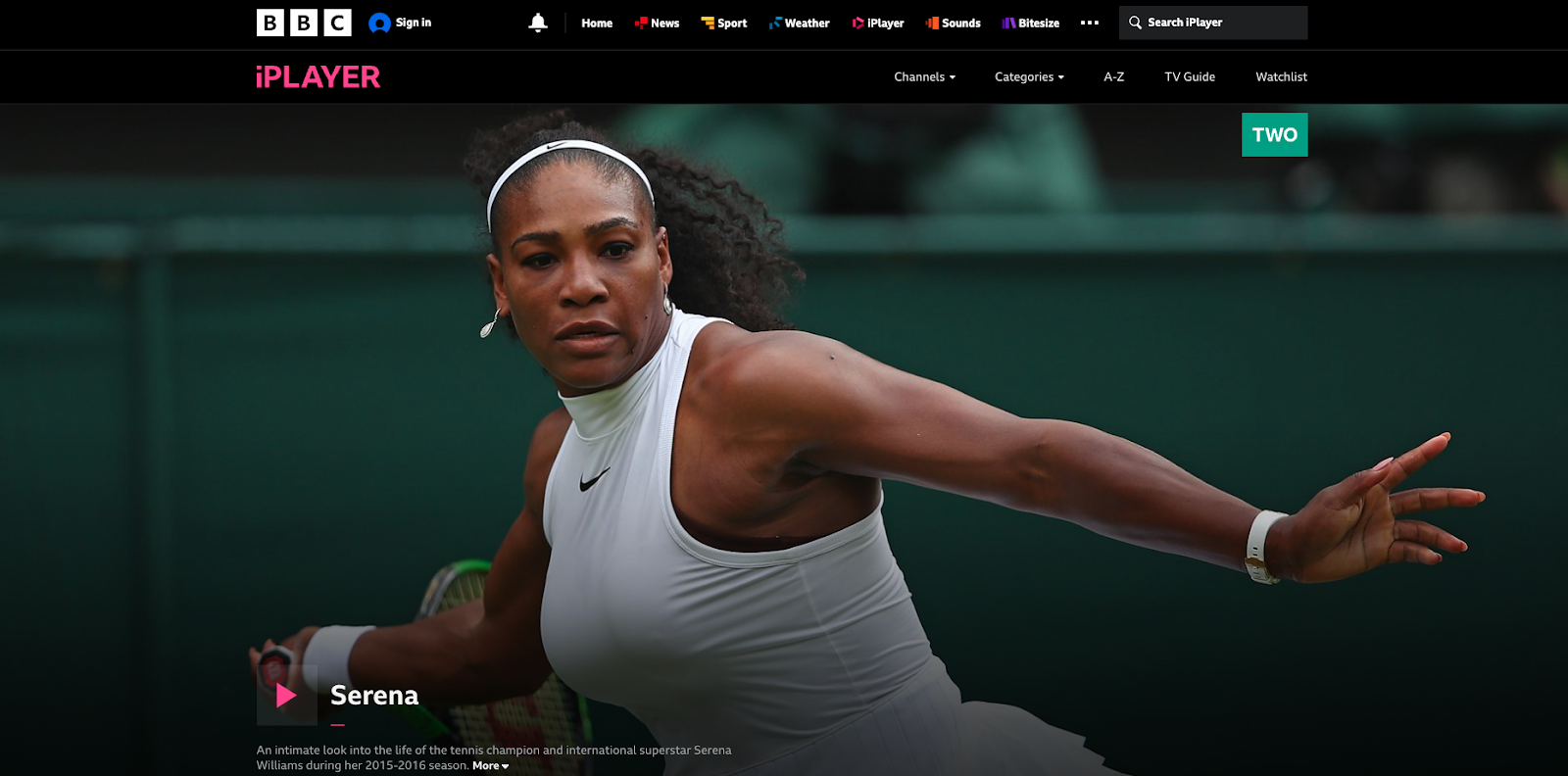 Screenshot of BBC iPlayer