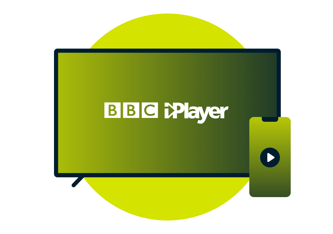 En b&aelig;rbar computer og en telefon med BBC iPlayer-logoet.