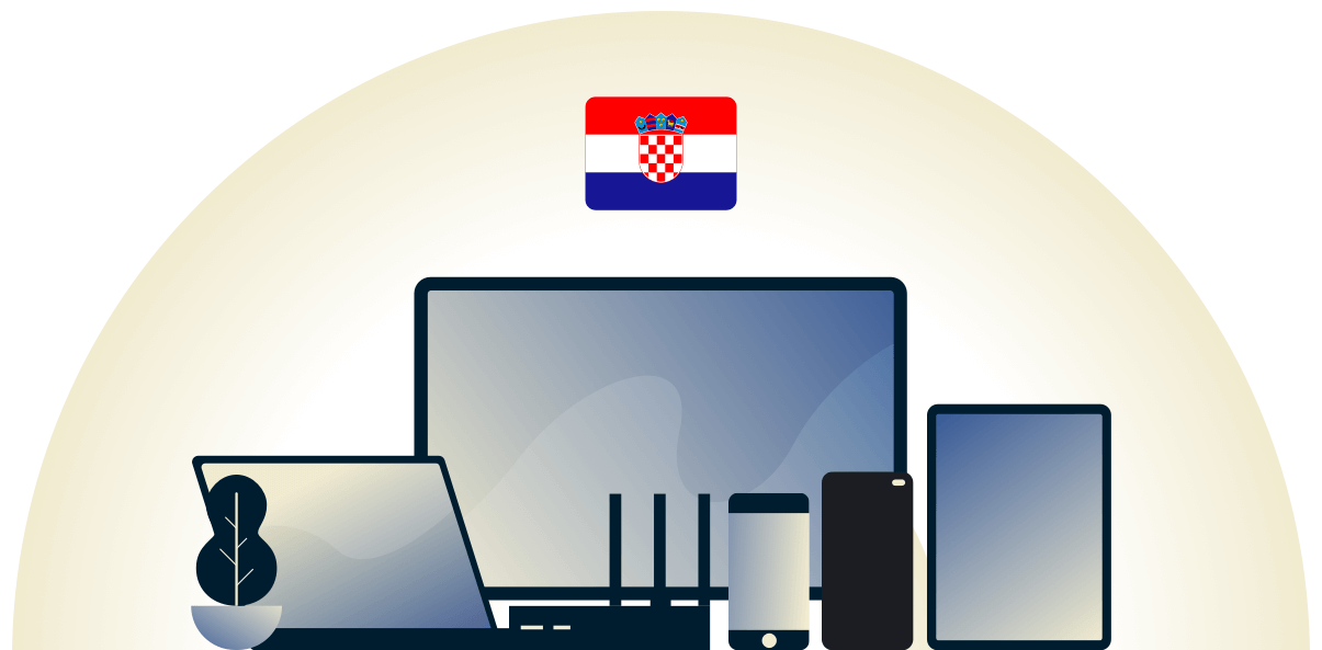 VPN Cro&aacute;cia protegendo uma variedade de dispositivos.