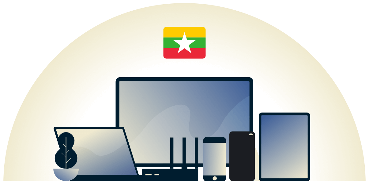 Myanmar VPN, der beskytter en række forskellige enheder.